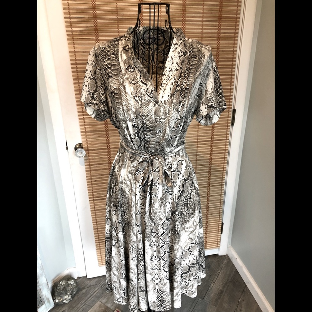 Nanette Lepore Snakeskin Fit & Flare Dress, Size 2